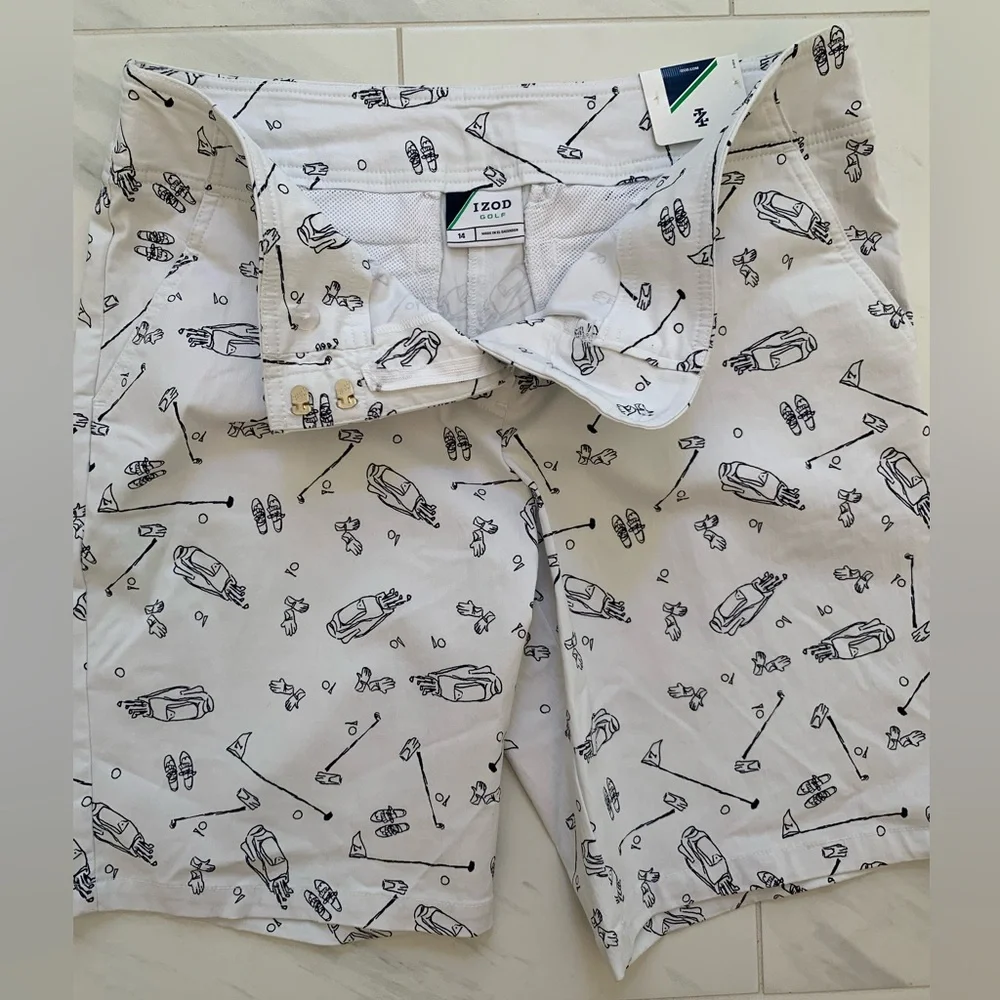 Izod Golf Stretch Chino Graphic Active Performance Shorts NWT